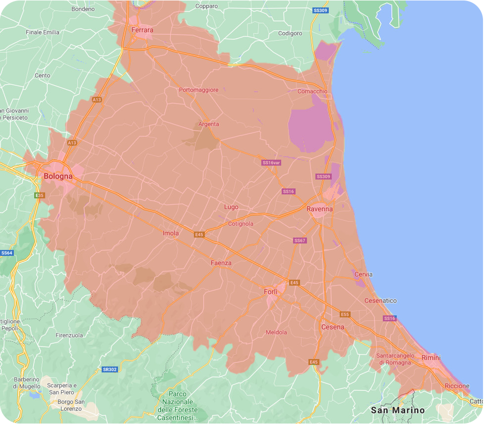 Zona coperta dal servizio Zona coperta dal servizio